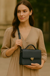 Midnight Heart Crossbody Leather Bag